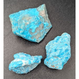 Natural Turquoise Rock Specimens | Raw Blue Copper Mineral Lot (3 Pieces)